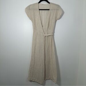 Marine Layer Beige Wrap Midi Dress